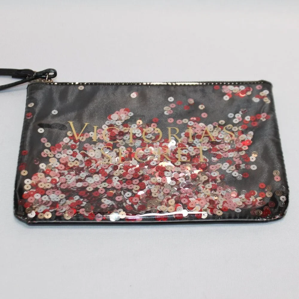 Victoria Secret Black Sequin Cosmetic Bag